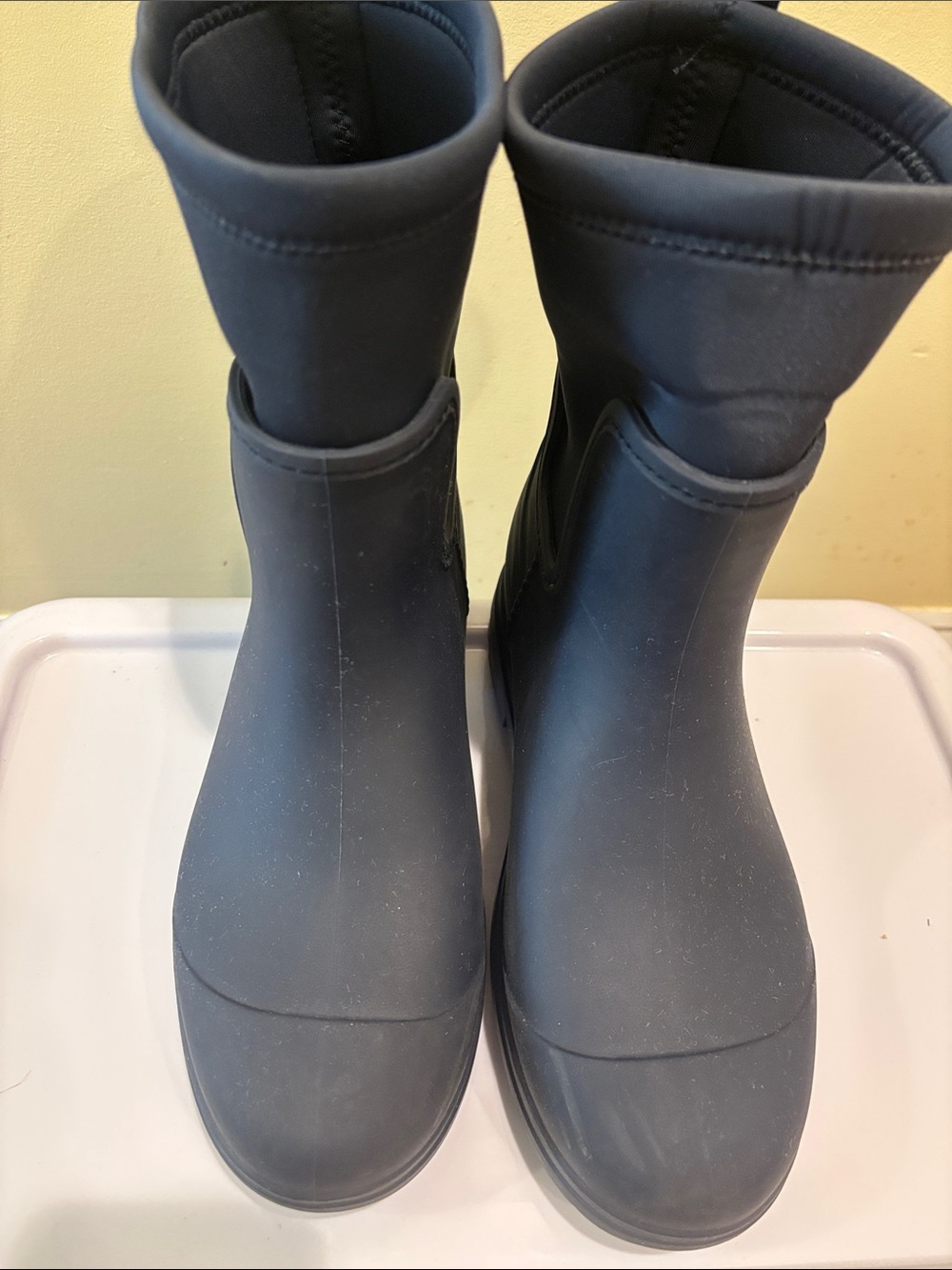 UGG Navy Blue Shearling-Trim Slip-On Rain Boot
